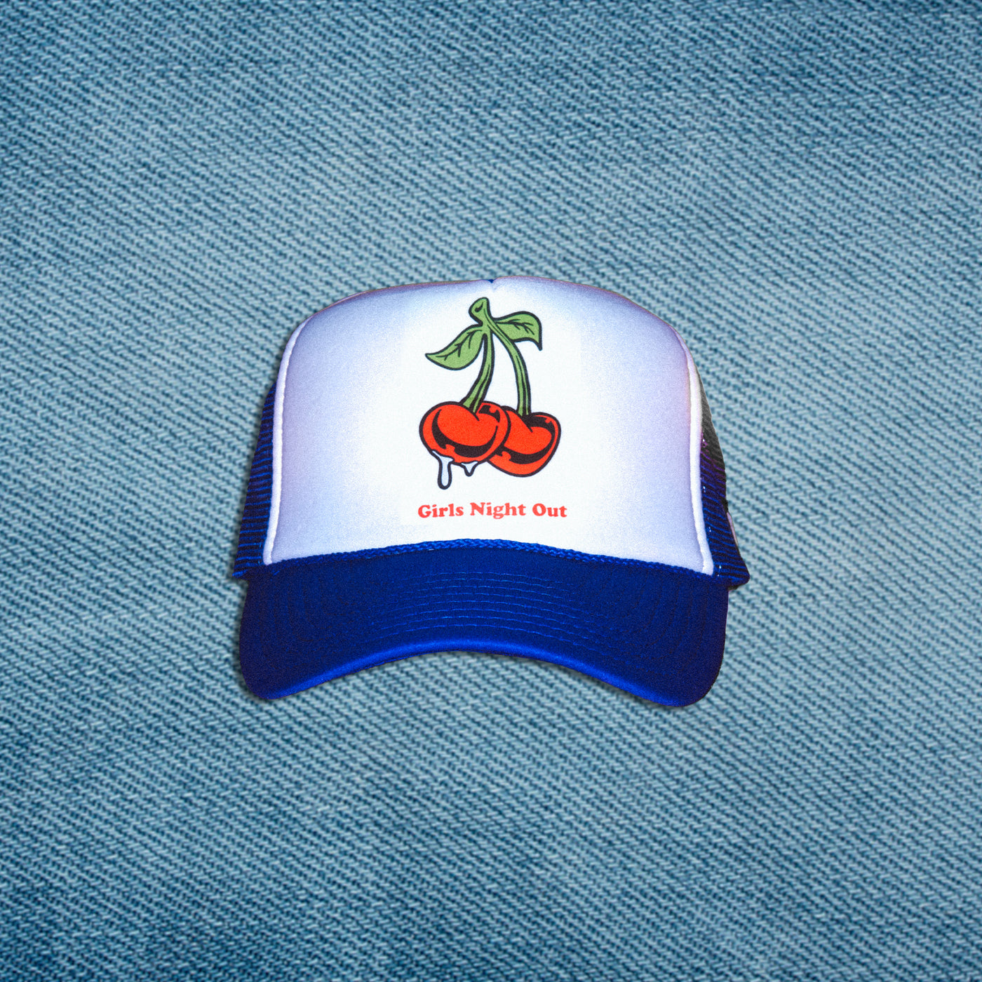 CHERRY TRUCKER HAT (BLUE/WHITE)