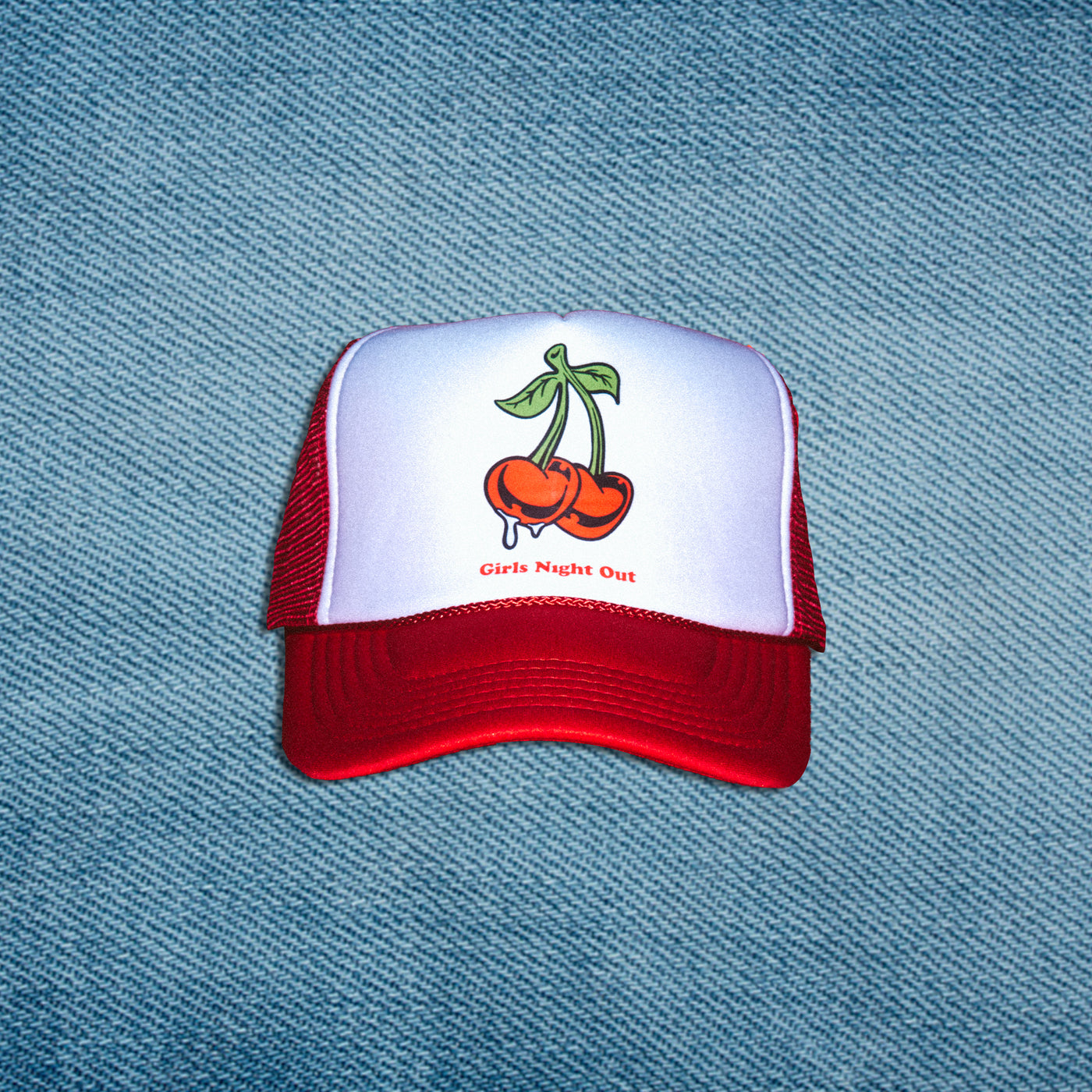 CHERRY TRUCKER HAT (RED/WHITE)